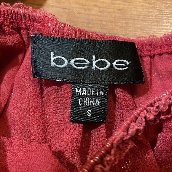 Bebe Red Sparkly Lace Top Small (fits XS) - Picture 3 of 5